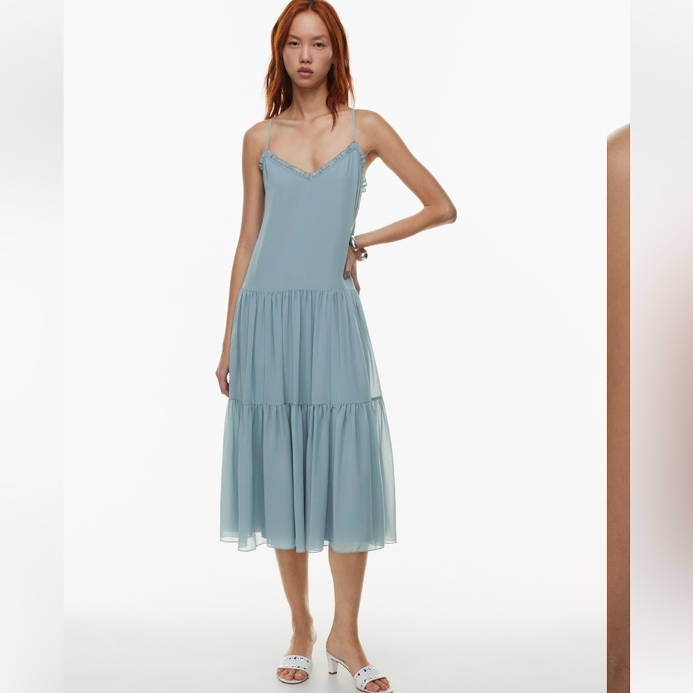 Aritzia Wilfred Sunshine Midi Dress Slab Blue Size Small New With Tags!